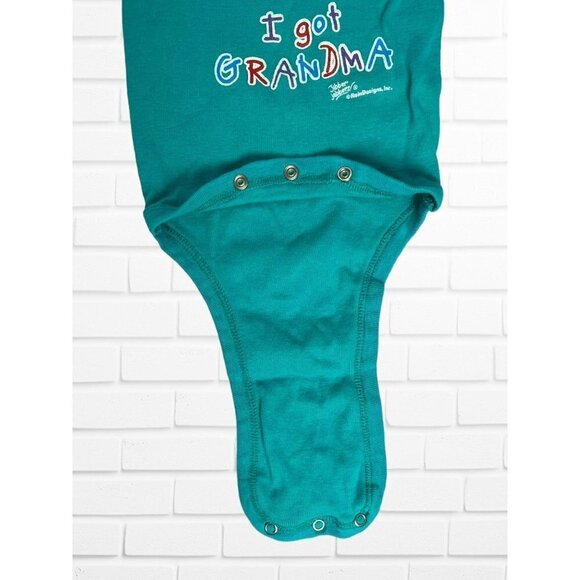 Vintage Spencer's One Piece Baby Sz 3-6M Who Needs Lotto I Got Grandma Blue Teal - Picture 5 of 7
